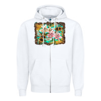 White bees and lilies with leopard Zipper Hoodie - Artiststas
