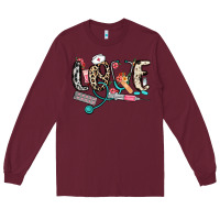 Burgundy love nurse Long Sleeve Tee - NancyCooperArtShop
