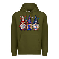 Army Green USA gnomies 4th of july Premium Hoodie - HowdyJamesFarm
