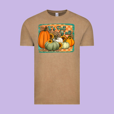 It's Fall Y'all Pumpkins Halloween And Sunflowers Vintage Tee Designed By Jasminsmagicworld