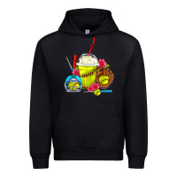 Black Softball Frappe Coffee Urban Hoodie - FaDigitalArtStudio