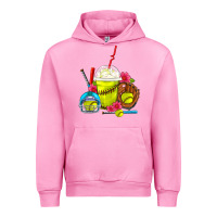 Fuchsia Pink Softball Frappe Coffee Urban Hoodie - FaDigitalArtStudio
