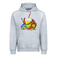 Heather Grey Softball Frappe Coffee Urban Hoodie - FaDigitalArtStudio