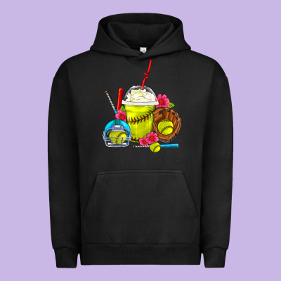 Softball Frappe Coffee Urban Hoodie Designed By Fadigitalartstudio