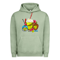 Pigment Oil Green Softball Frappe Coffee Urban Hoodie - FaDigitalArtStudio