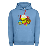 Pigment Pebble Blue Softball Frappe Coffee Urban Hoodie - FaDigitalArtStudio