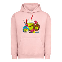 Pigment Salmon Softball Frappe Coffee Urban Hoodie - FaDigitalArtStudio
