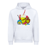 White Softball Frappe Coffee Urban Hoodie - FaDigitalArtStudio
