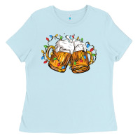 Baby Blue beer with christmas lights Ladies Tee - FaDigitalArtStudio