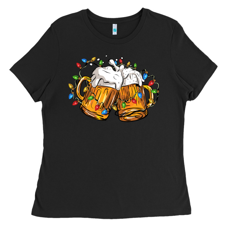 Beer With Christmas Lights Ladies Tee by FaDigitalArtStudio | Teevron