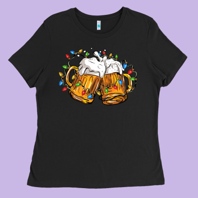 Beer With Christmas Lights Ladies Tee Designed By Fadigitalartstudio