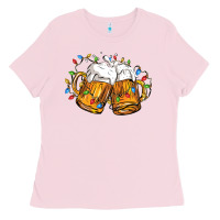 Bubblegum Pink beer with christmas lights Ladies Tee - FaDigitalArtStudio
