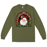 Army Green merry christmas y'all rainbow Long Sleeve Tee - JahusDesignShop