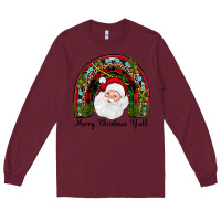 Burgundy merry christmas y'all rainbow Long Sleeve Tee - JahusDesignShop