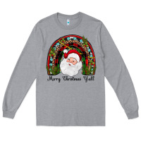 Heather Grey merry christmas y'all rainbow Long Sleeve Tee - JahusDesignShop