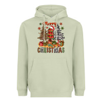 Matcha Merry Christmas with western trees Heavyweight Hoodie - NancyCooperArtShop
