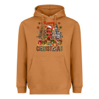 Meerkat Merry Christmas with western trees Heavyweight Hoodie - NancyCooperArtShop