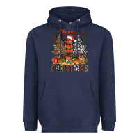 Navy Merry Christmas with western trees Heavyweight Hoodie - NancyCooperArtShop