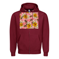 Burgundy bees and flowers Zipper Hoodie - Artiststas