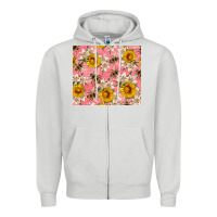 Dove Grey bees and flowers Zipper Hoodie - Artiststas