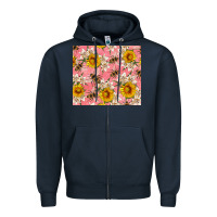 Navy bees and flowers Zipper Hoodie - Artiststas
