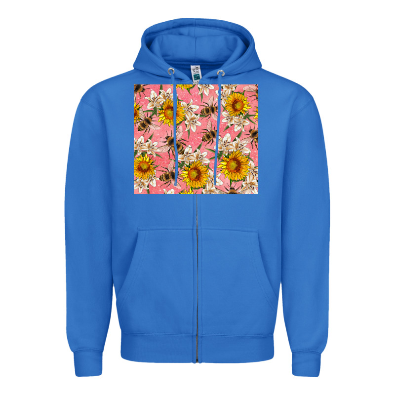 Bees And Flowers Zipper Hoodie by Artiststas | Teevron
