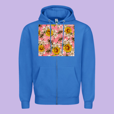 Bees And Flowers Zipper Hoodie Designed By Artiststas