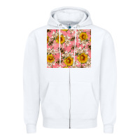 White bees and flowers Zipper Hoodie - Artiststas