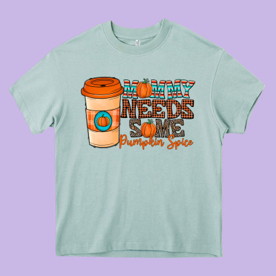 Mommy Needs Some Pumpkin Spice Heavy Core Tee Designed By Cowhidedigitalart