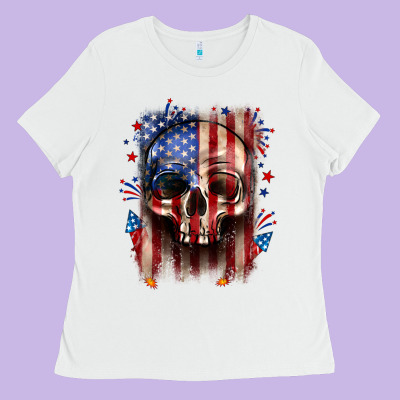 4th Of July Skull American Flag Ladies Tee Designed By Neo Western