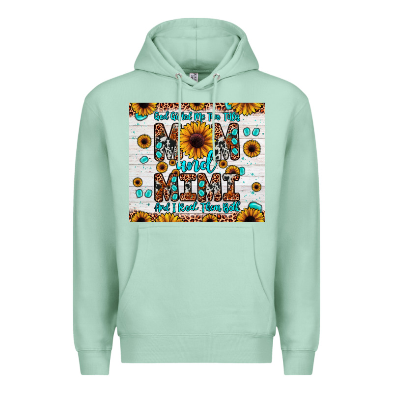 God Gifted Me Two Titles Mom And Mimi And I Rock Them Both Premium Hoodie by JahusDesignShop | Teevron