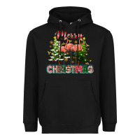 Black Merry Christmas flamingo Heavyweight Hoodie - texasbilliewilder