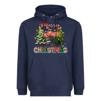 Navy Merry Christmas flamingo Heavyweight Hoodie - texasbilliewilder