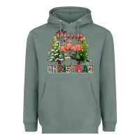 Sage Merry Christmas flamingo Heavyweight Hoodie - texasbilliewilder