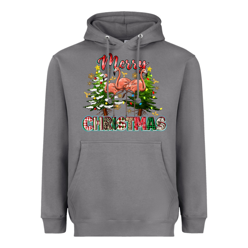 Merry Christmas Flamingo Heavyweight Hoodie by texasbilliewilder | Teevron