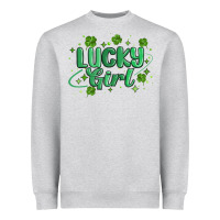Heather Grey lucky girl Heavyweight Sweatshirt - MaliasSmallBusiness