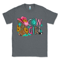 Charcoal Heather cow girl western boots Classic Tee - MaliasSmallBusiness