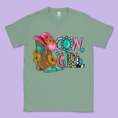 Cow Girl Western Boots Classic Tee Designed By Maliassmallbusiness