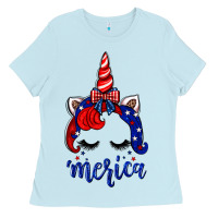Baby Blue 4th of July unicorn Ladies Tee - Neo Western