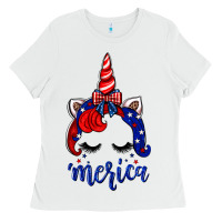 White 4th of July unicorn Ladies Tee - Neo Western