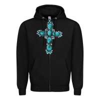Black western Gemstone cross Zipper Hoodie - Artiststas
