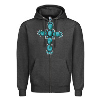 Charcoal Heather western Gemstone cross Zipper Hoodie - Artiststas