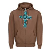 Chestnut western Gemstone cross Zipper Hoodie - Artiststas