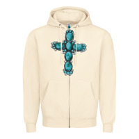 Sandshell western Gemstone cross Zipper Hoodie - Artiststas