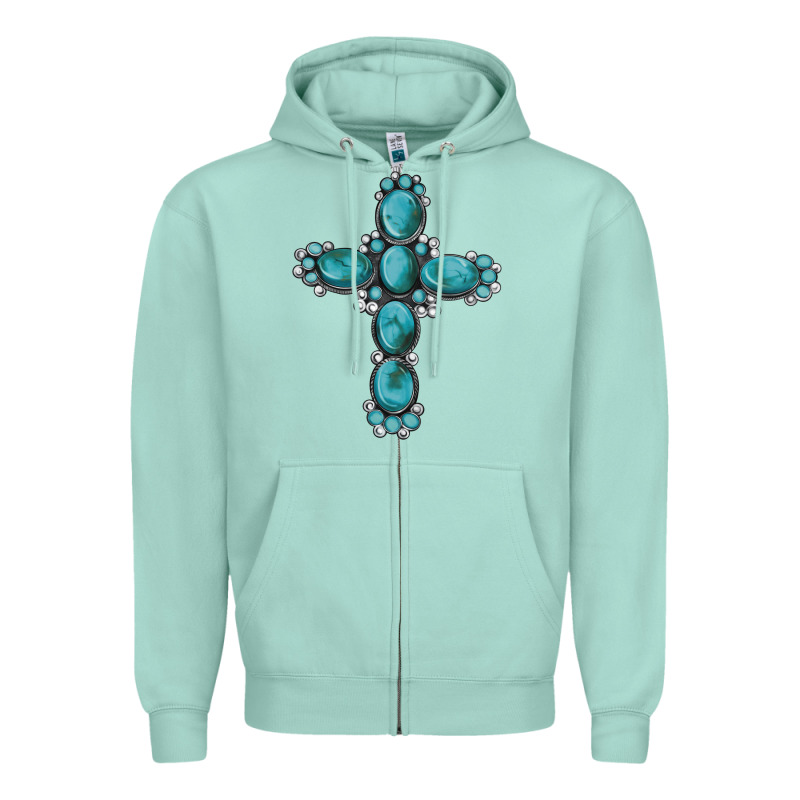 Western Gemstone Cross Zipper Hoodie by Artiststas | Teevron