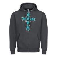 Smoke western Gemstone cross Zipper Hoodie - Artiststas