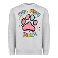 Heather Grey dog mom vibes Heavyweight Sweatshirt - MaliasSmallBusiness