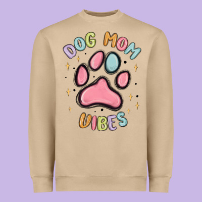 Dog Mom Vibes Heavyweight Sweatshirt Designed By Maliassmallbusiness