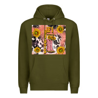 Army Green cowgirl boots sunflower Premium Hoodie - TumblerDesignByShophia