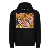 Black cowgirl boots sunflower Premium Hoodie - TumblerDesignByShophia